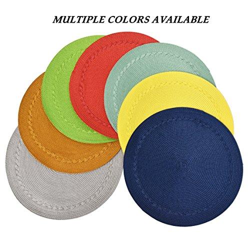 Benson Mills Braided Edge Round Placemats (Set of 6), 15", Navy