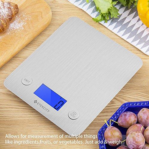 Etekcity Food Digital Kitchen Weight Scale Grams and Ounces, Small, Backlit, Stainless Steel