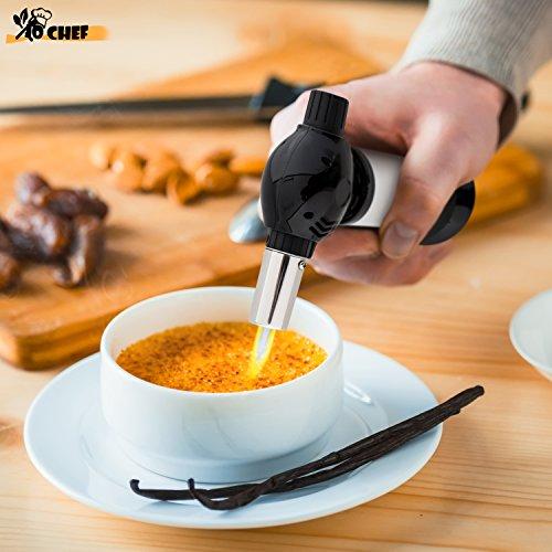 Jo Chef Kitchen Torch, Blow Torch - Refillable Butane Torch With Adjustable Flame - Culinary Torch, Creme Brûlée Torch For Cooking Food, Baking, BBQ & More + FREE Recipe eBook (With Fuel Gauge)