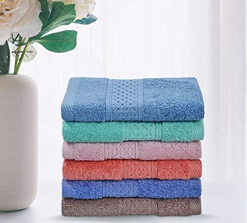 Cleanbear Face-Cloth Washcloths Set,100% Cotton, High Absorbent, 6-Pack 6 Colors, Size13 x13-deep Color