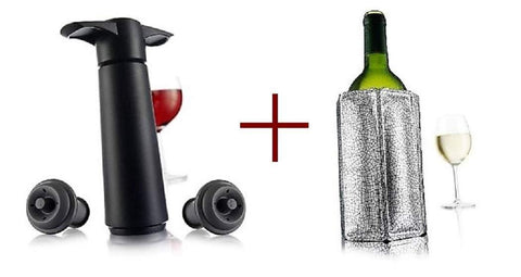 The Original Vacu Vin Wine Saver with 2 Vacuum Stoppers – Black