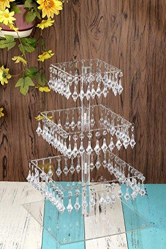 YestBuy 4 Tier Maypole Square Wedding Party Tree Tower Acrylic Cupcake Display Stand (15.1 Inches)