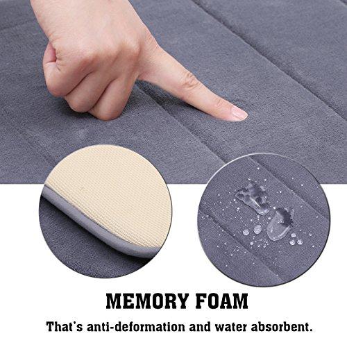 KMAT 47" x 17" Long Anti-Fatigue Memory Foam Kitchen Mats Bathroom Rugs Extra Soft Non-Slip Water Resistant Rubber Back Anti-Slip Runner Area Rug for Kitchen and Bathroom Grey