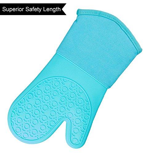 Extra Long Professional Silicone Oven Mitt - 1 Pair - Oven Mitts with Quilted Liner - Red - by The Triumphant Chef