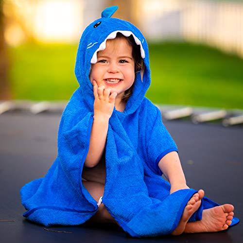 Hudz Kidz Hooded Towel for Kids & Toddlers, Ideal at Bath, Beach, Pool (Blue Shark)