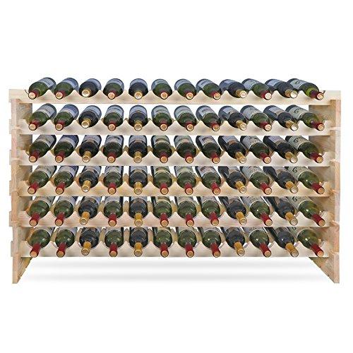 Smartxchoices 96 Bottle Stackable Modular Wine Rack Wooden Wine Storage Rack Free Standing Wine Holder Display Shelves, Wobble-Free, Solid Wood, (8 Row, 96 Bottle Capacity) (96 Bottle)