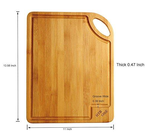 Bamboo Cutting And Serving Board Set of 3, Assorted Size Kitchen Chopping Board Set Small Medium & Large 8.7" x 6.3",12" x 8.7",14.9" x 12" by HTB