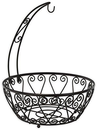 SimpleHouseware Fruit Basket Bowl with Banana Tree Hanger, Bronze