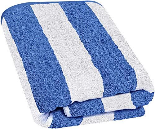 Utopia Towels Cabana Stripe Beach Towel - Large Pool Towel - Extra Large Bath Sheet (35 x 70 Inches), Blue - Maximum Softness and Absorbency