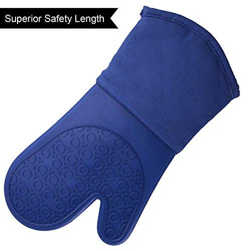 Extra Long Professional Silicone Oven Mitt - 1 Pair - Oven Mitts with Quilted Liner - Red - by The Triumphant Chef