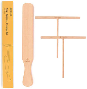 iSiLER Beechwood Crepe Spreader and Spatula Set, 2 Pieces 7 inches Crepe Spreaders, 1 Piece 11.4 inches Crepe Spatula