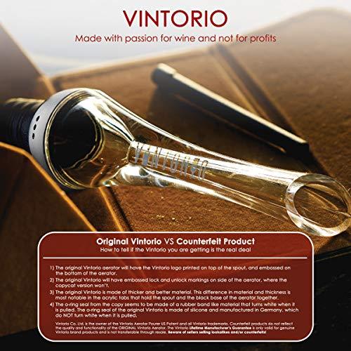 Vintorio Wine Aerator Pourer - Premium Aerating Pourer and Decanter Spout (Black)