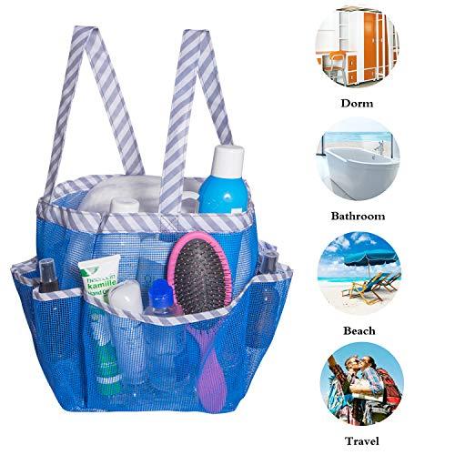 Attmu Mesh Shower Caddy, Quick Dry Shower Tote Bag Oxford Hanging Toiletry and Bath Organizer for Shampoo, Conditioner, Soap and Other Bathroom Accessories, Black, A-Black