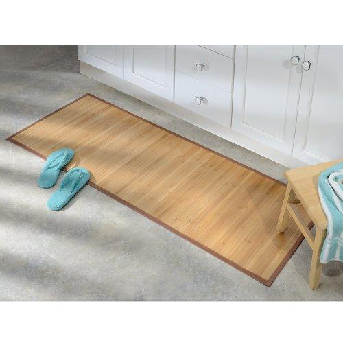 InterDesign Formbu Bamboo Floor Mat Non-Skid, Water-Resistant Runner Rug for Bathroom, Kitchen, Entryway, Hallway, Office, Mudroom, Vanity, 17" x 24", Natural Beige