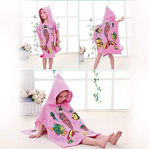 AYUQI Kids Poncho Towel for Bath Beach Swimming Hooded Towel, Kids Soft Cartoon Bathrobe Fast Drying Towel for Girls