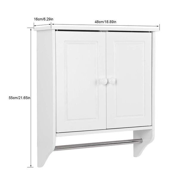 Zerone Wooden Bathroom Cabinet White Storage Wall Cabinet with a Stick Muilfunctional Towels Clothes Storage Cabinet for Batchroom Kitchen Laundry Organized