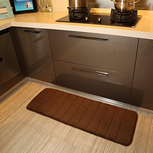 KMAT 47" x 17" Long Anti-Fatigue Memory Foam Kitchen Mats Bathroom Rugs Extra Soft Non-Slip Water Resistant Rubber Back Anti-Slip Runner Area Rug for Kitchen and Bathroom Grey