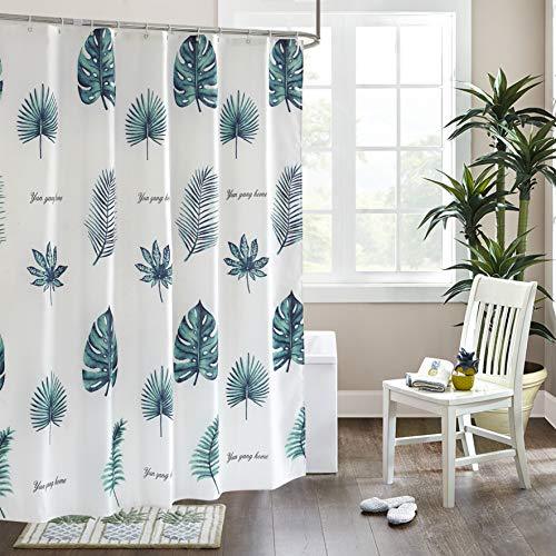 JRing Shower Curtain Polyester Fabric Waterproof Machine Washable with 12 Hooks 72x72 Inch