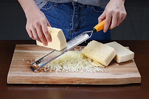 Deiss PRO Citrus Zester & Cheese Grater — Parmesan Cheese Lemon, Ginger, Garlic, Nutmeg, Chocolate, Vegetables, Fruits - Razor-Sharp Stainless Steel Blade Wide Dishwasher Safe