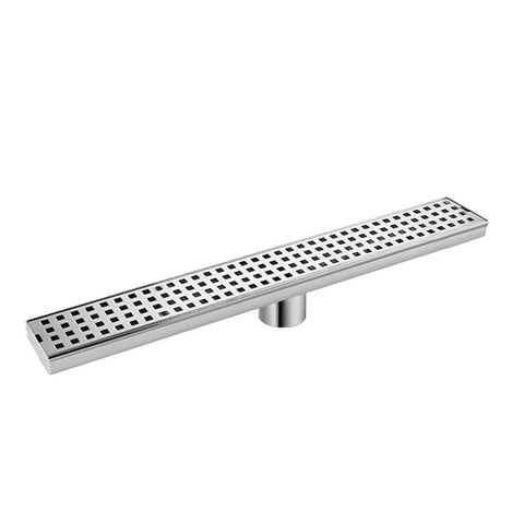 DESFAU 24-Inch Linear Shower Drain with Removable Quadrato Pattern Grate JD47030200BN6US#KL