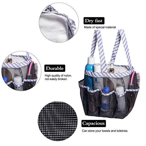 Attmu Mesh Shower Caddy, Quick Dry Shower Tote Bag Oxford Hanging Toiletry and Bath Organizer for Shampoo, Conditioner, Soap and Other Bathroom Accessories, Black, A-Black