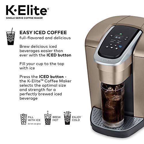 Keurig K-Elite Single Serve K-Cup Pod Coffee Maker, with Strong Temperature Control, Iced Coffee Capability, 12oz Brew Size, Programmable, Brushed Slate