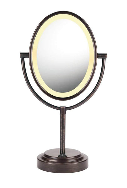 Conair Double-Sided Lighted Makeup Mirror - Lighted Vanity Mirror; 1x/7x magnification; Polished Chrome Finish