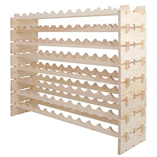 Smartxchoices 96 Bottle Stackable Modular Wine Rack Wooden Wine Storage Rack Free Standing Wine Holder Display Shelves, Wobble-Free, Solid Wood, (8 Row, 96 Bottle Capacity) (96 Bottle)