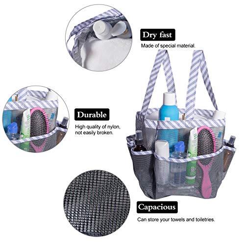 Attmu Mesh Shower Caddy, Quick Dry Shower Tote Bag Oxford Hanging Toiletry and Bath Organizer for Shampoo, Conditioner, Soap and Other Bathroom Accessories, Black, A-Black