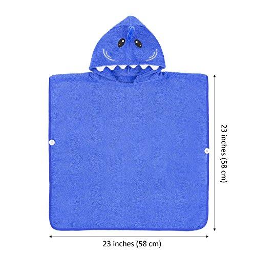 Hudz Kidz Hooded Towel for Kids & Toddlers, Ideal at Bath, Beach, Pool (Blue Shark)