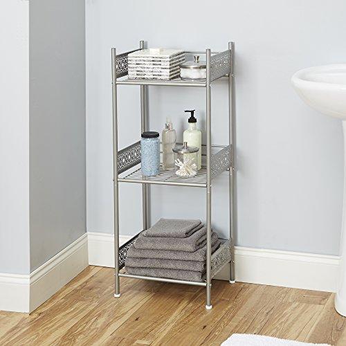 Silverwood Filigree Bathroom Collection Floor Shelf, 36" H, White