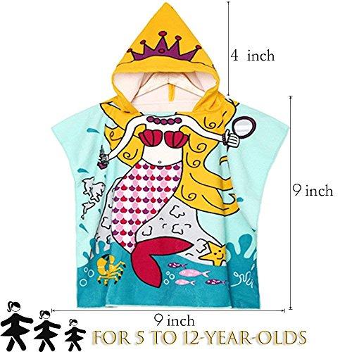 AYUQI Kids Poncho Towel for Bath Beach Swimming Hooded Towel, Kids Soft Cartoon Bathrobe Fast Drying Towel for Girls