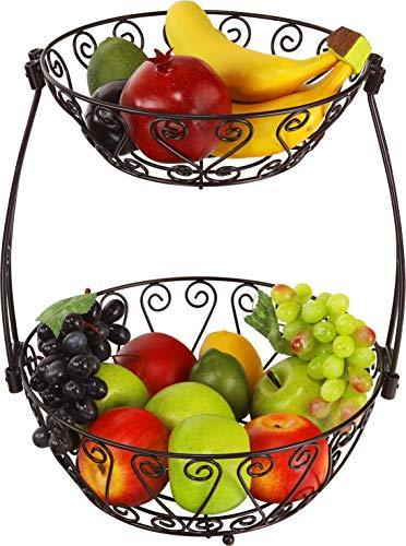 SimpleHouseware Fruit Basket Bowl with Banana Tree Hanger, Bronze