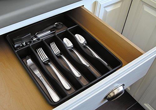 Rubbermaid No-Slip Large, Silverware Tray Organizer, Black with Gray 1994536