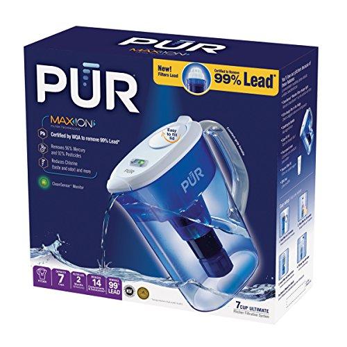 PUR 11 Cup Ultimate Pitcher with LED & Lead Reduction Filter, White, WQA Certified to Remove 99% of Lead, Filters Up to 30 Gallons/2 Months of Water