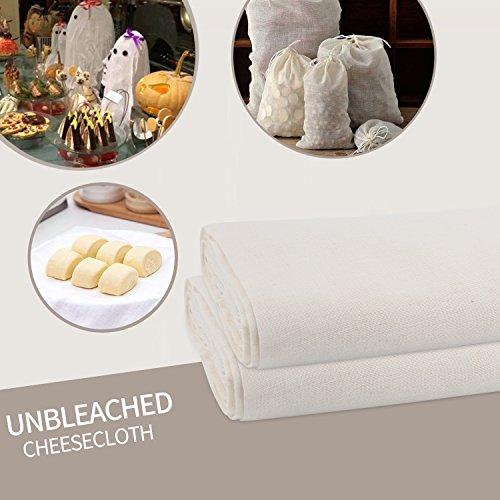 Olicity Cheesecloth, Grade 90, 45 Square Feet, 100% Unbleached Cotton Fabric Ultra Fine Cheesecloth for Cooking, Strainer, Baking, Hallowmas Decorations (5 Yards)