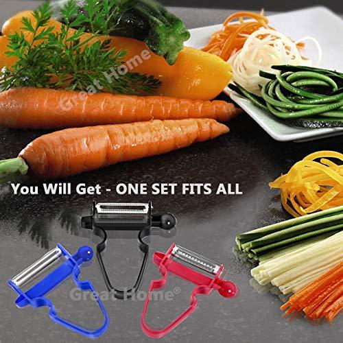 Magic Trio Peelers Set of 3 New Upgrade Potato Peeler Cabbage Stainless Steel Shredder Slicer Fruit Vegetable Kitchen Starter Kit for Mom by Great Home (Ship From US) Summer Promotion ONLY WEEK