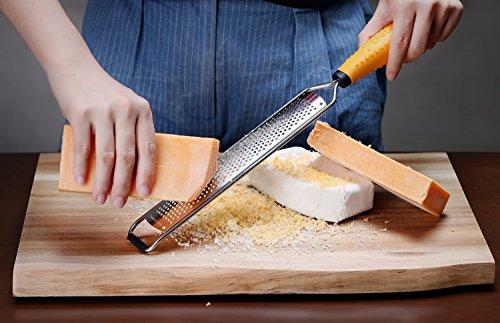 Deiss PRO Citrus Zester & Cheese Grater — Parmesan Cheese Lemon, Ginger, Garlic, Nutmeg, Chocolate, Vegetables, Fruits - Razor-Sharp Stainless Steel Blade Wide Dishwasher Safe