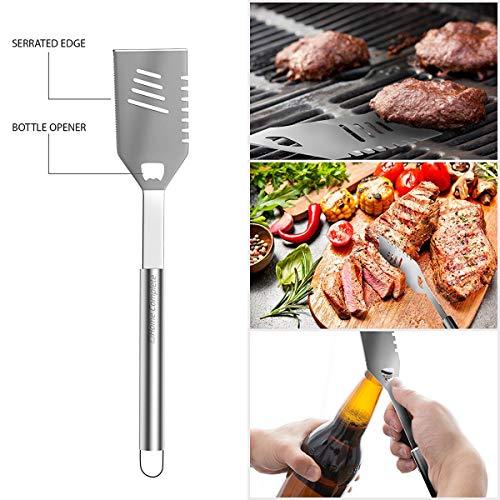 Home-Complete BBQ Grill Tool Set- 16 Piece Stainless Steel Barbecue Grilling Accessories with Aluminum Case, Spatula, Tongs, Skewers