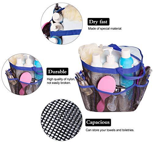 Attmu Mesh Shower Caddy, Quick Dry Shower Tote Bag Oxford Hanging Toiletry and Bath Organizer for Shampoo, Conditioner, Soap and Other Bathroom Accessories, Black, A-Black