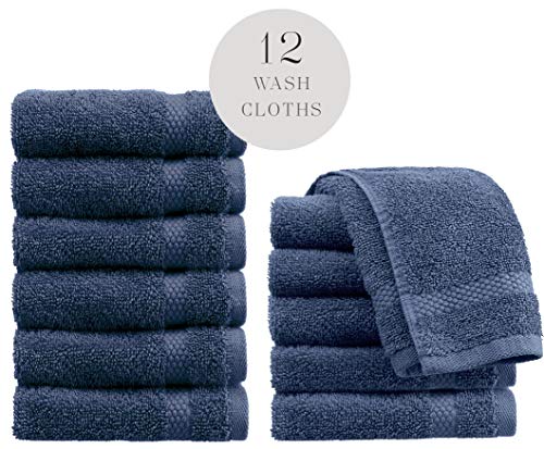 WhiteClassic Luxury Washcloths for Bathroom-Hotel-Spa-Kitchen - Circlet Egyptian Cotton - Highly Absorbent Hotel Quality Face Towels - Bulk Set of 12 - White