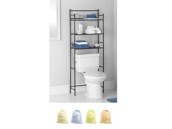 Mainstays 3-Shelf Bathroom Space Saver, Fits Most Standard Toilets (3-Shelf, Satin Nickel)