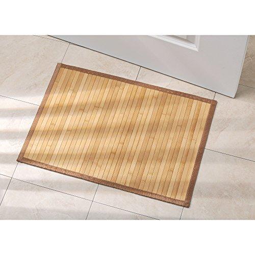 InterDesign Formbu Bamboo Floor Mat Non-Skid, Water-Resistant Runner Rug for Bathroom, Kitchen, Entryway, Hallway, Office, Mudroom, Vanity, 17" x 24", Natural Beige