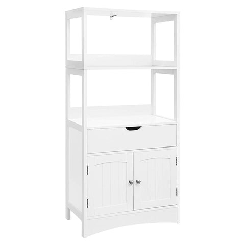 VASAGLE Bathroom Storage Cabinet with Drawer, 2 Open Shelves and Door Cupboard, Large Floor Cabinet in The Entryway Kitchen, White UBBC64WT