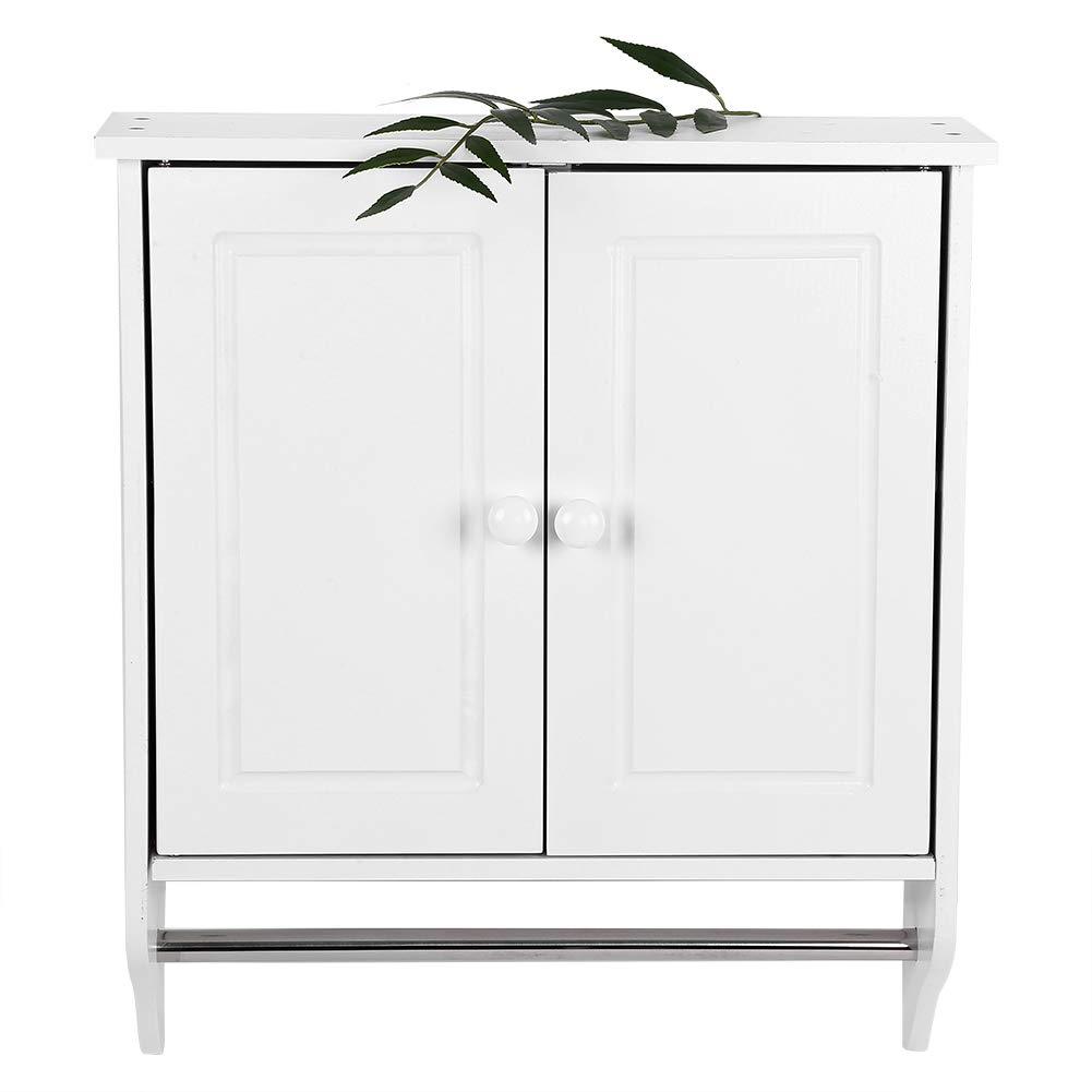 Zerone Wooden Bathroom Cabinet White Storage Wall Cabinet with a Stick Muilfunctional Towels Clothes Storage Cabinet for Batchroom Kitchen Laundry Organized