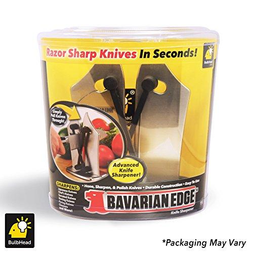 Official As Seen On TV Bavarian Edge Kitchen Knife Sharpener by BulbHead, Sharpens, Hones, & Polishes Serrated, Beveled, Standard Blades