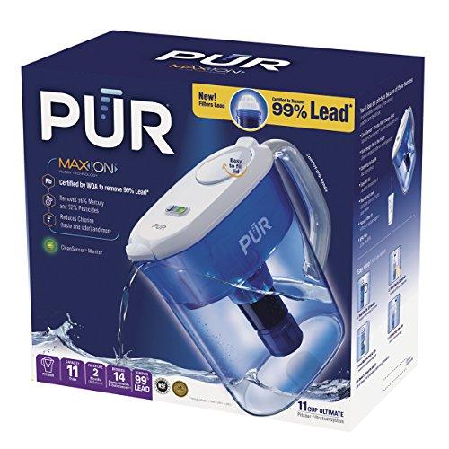 PUR 11 Cup Ultimate Pitcher with LED & Lead Reduction Filter, White, WQA Certified to Remove 99% of Lead, Filters Up to 30 Gallons/2 Months of Water