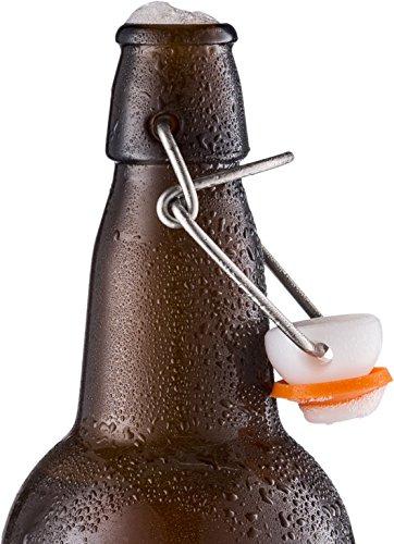 Home Brewing Glass Beer Bottle with Easy Wire Swing Cap & Airtight Rubber Seal -Amber- 16oz - Case of 12 - by Tiabo