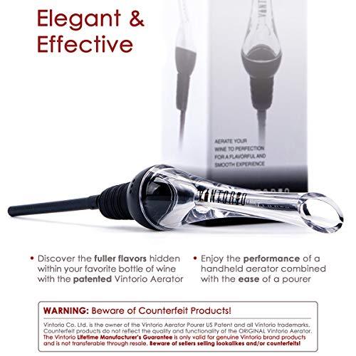 Vintorio Wine Aerator Pourer - Premium Aerating Pourer and Decanter Spout (Black)