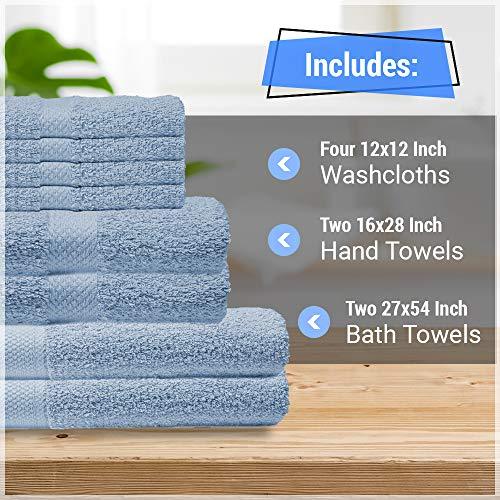 CrystalTowels 7-Pack Bath Towels - Extra-Absorbent - 100% Cotton - 27" x 52"